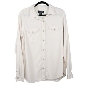 CC Filson Button Up Shirt Womens Size Large Tan Birch Long Sleeve Front Pockets